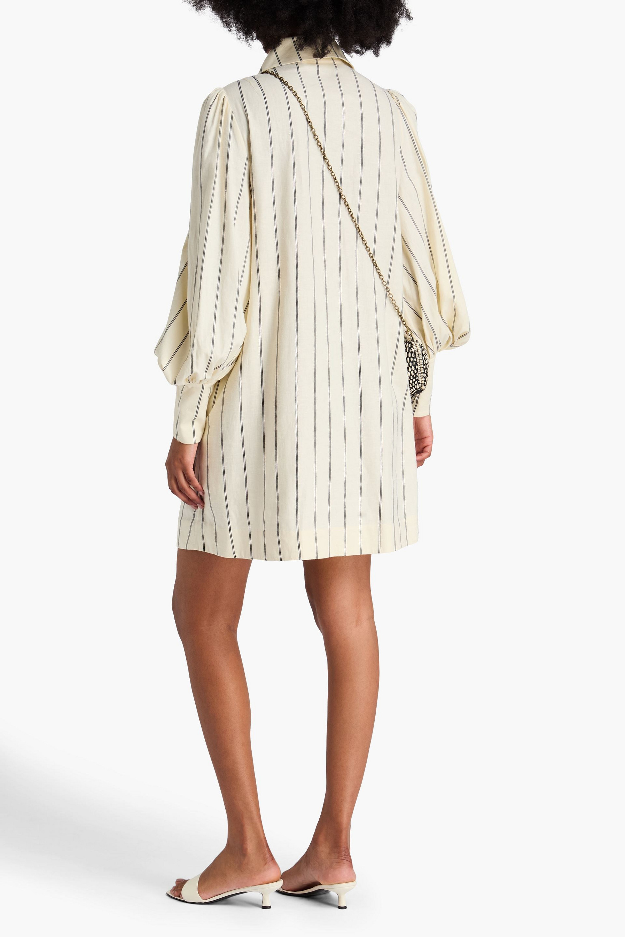 Zimmermann Striped linen-blend mini shirt dress