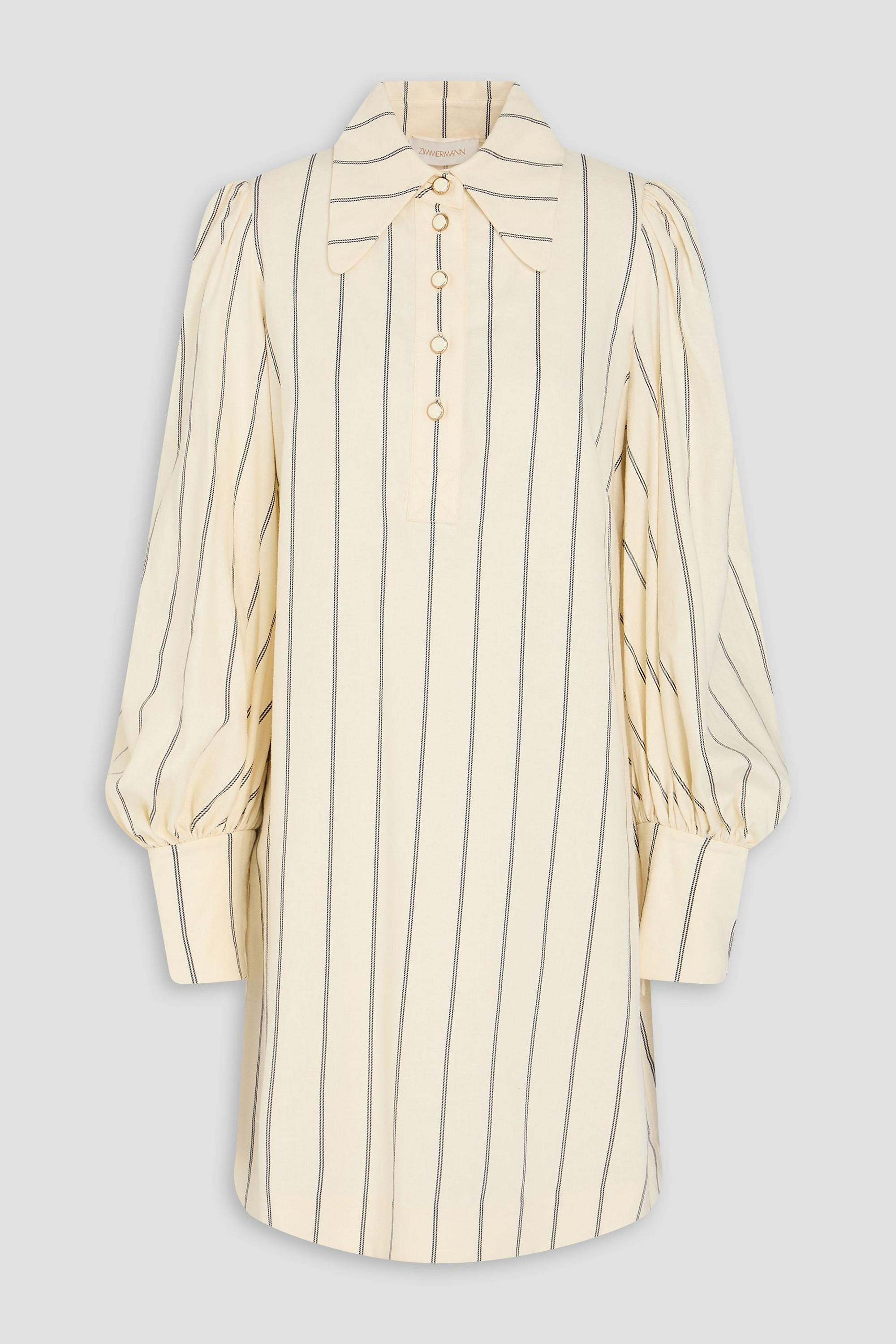 Zimmermann Striped linen-blend mini shirt dress