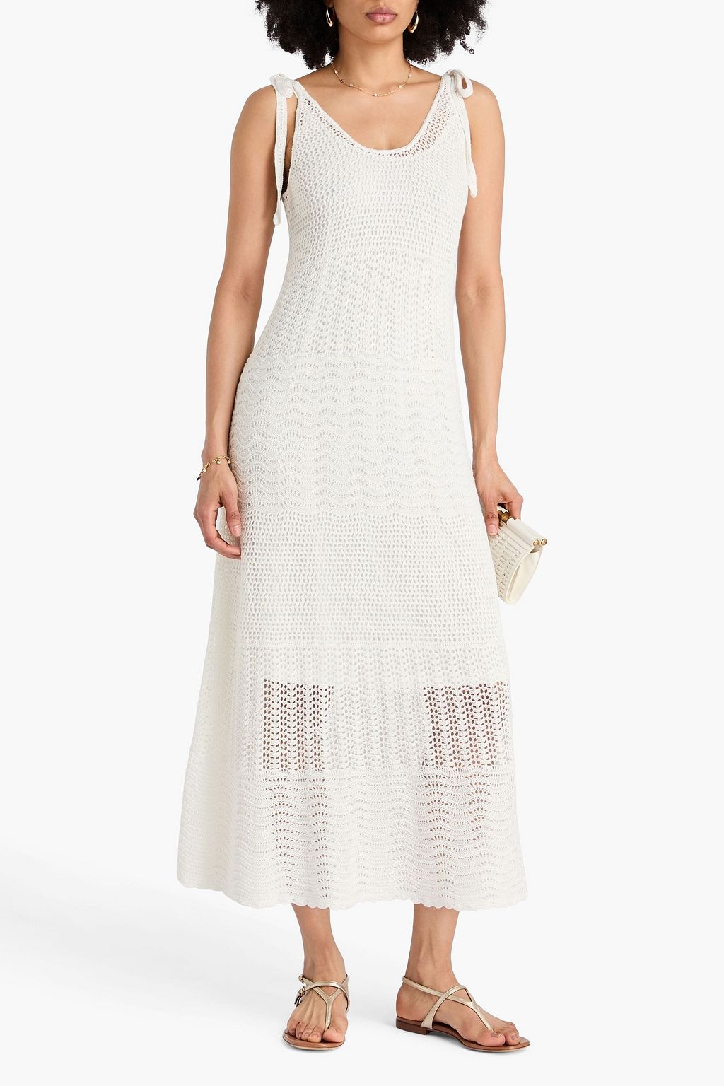 ZIMMERMANN Midikleid aus Häkelstrick aus einer Leinenmischung