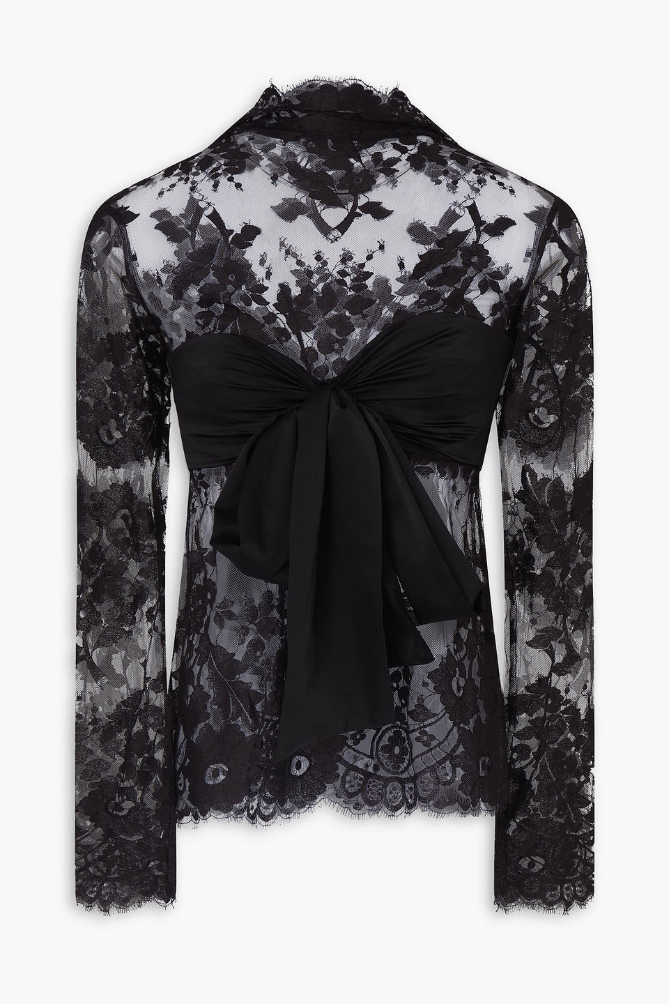 Zimmermann Bow-detailed Cotton-blend Lace Top In Black