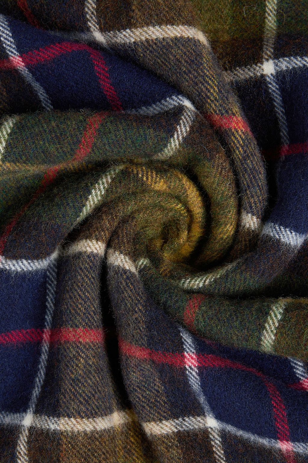 BARBOUR X GANNI Fringed checked brushed-felt scarf