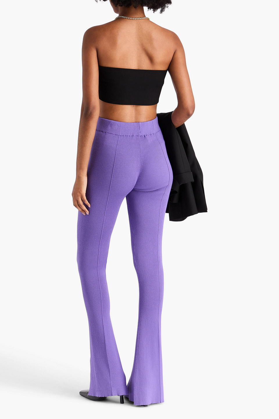 REMAIN BIRGER CHRISTENSEN RIBBED-KNIT FLARED PANTS