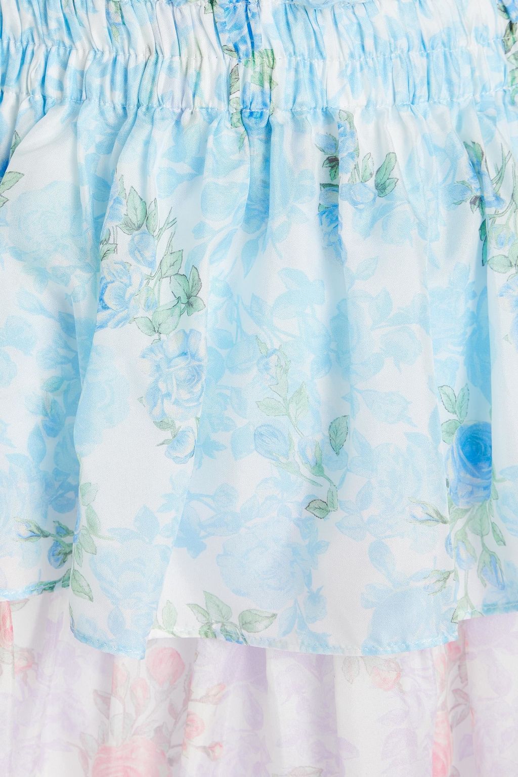 LOVESHACKFANCY Ruffled floral-print silk-chiffon mini skirt