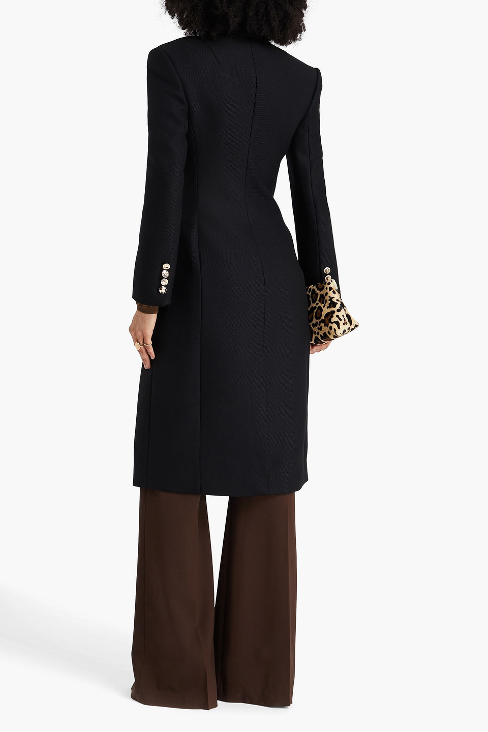 Zimmermann Double-breasted Wool-blend Twill Coat In Black