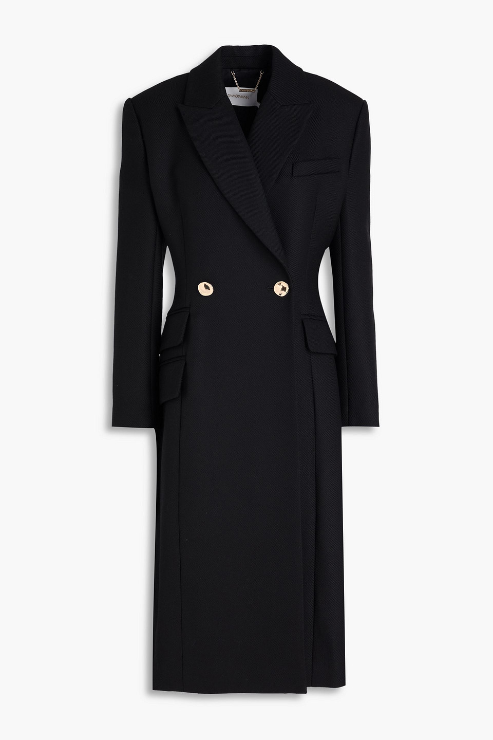 Zimmermann Double-breasted Wool-blend Twill Coat In Black