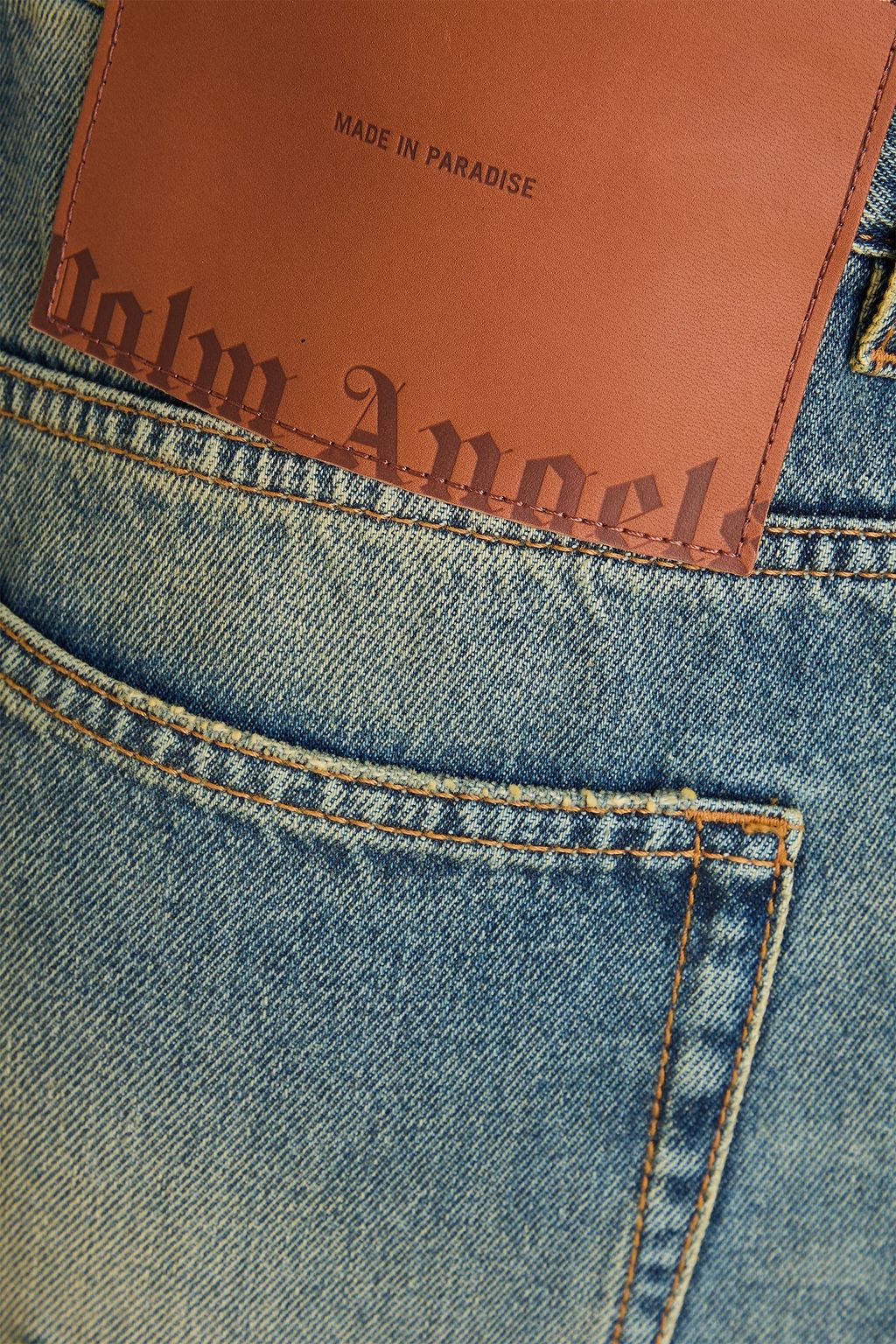 PALM ANGELS بنطال جينز بخصر مرتفع وبحواف واسعة
