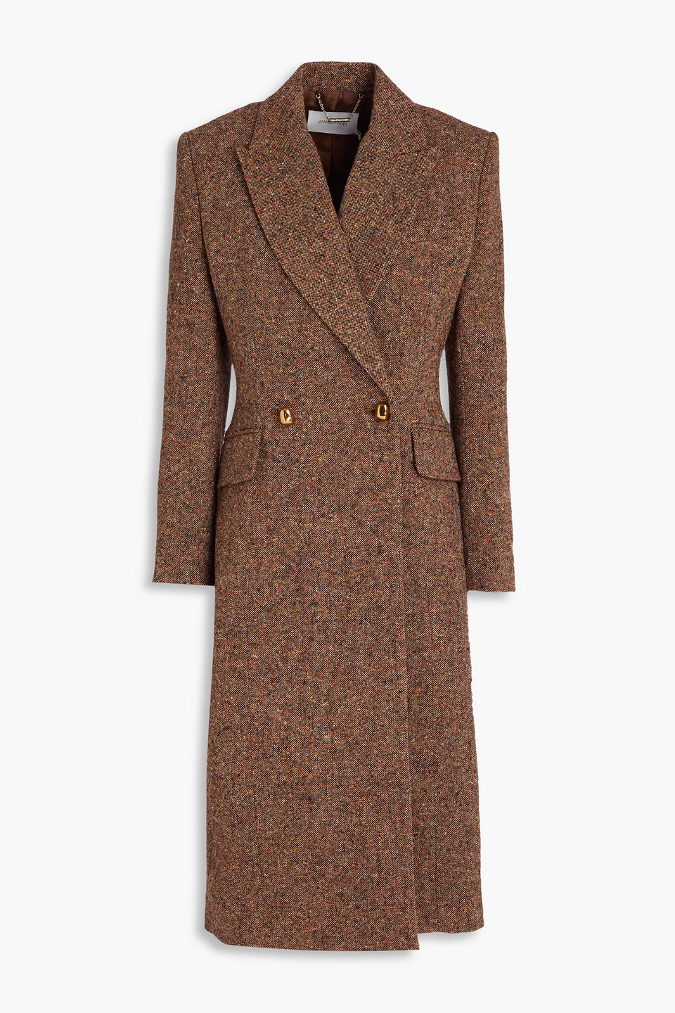 Zimmermann Double-breasted Donegal Tweed Coat In Brown