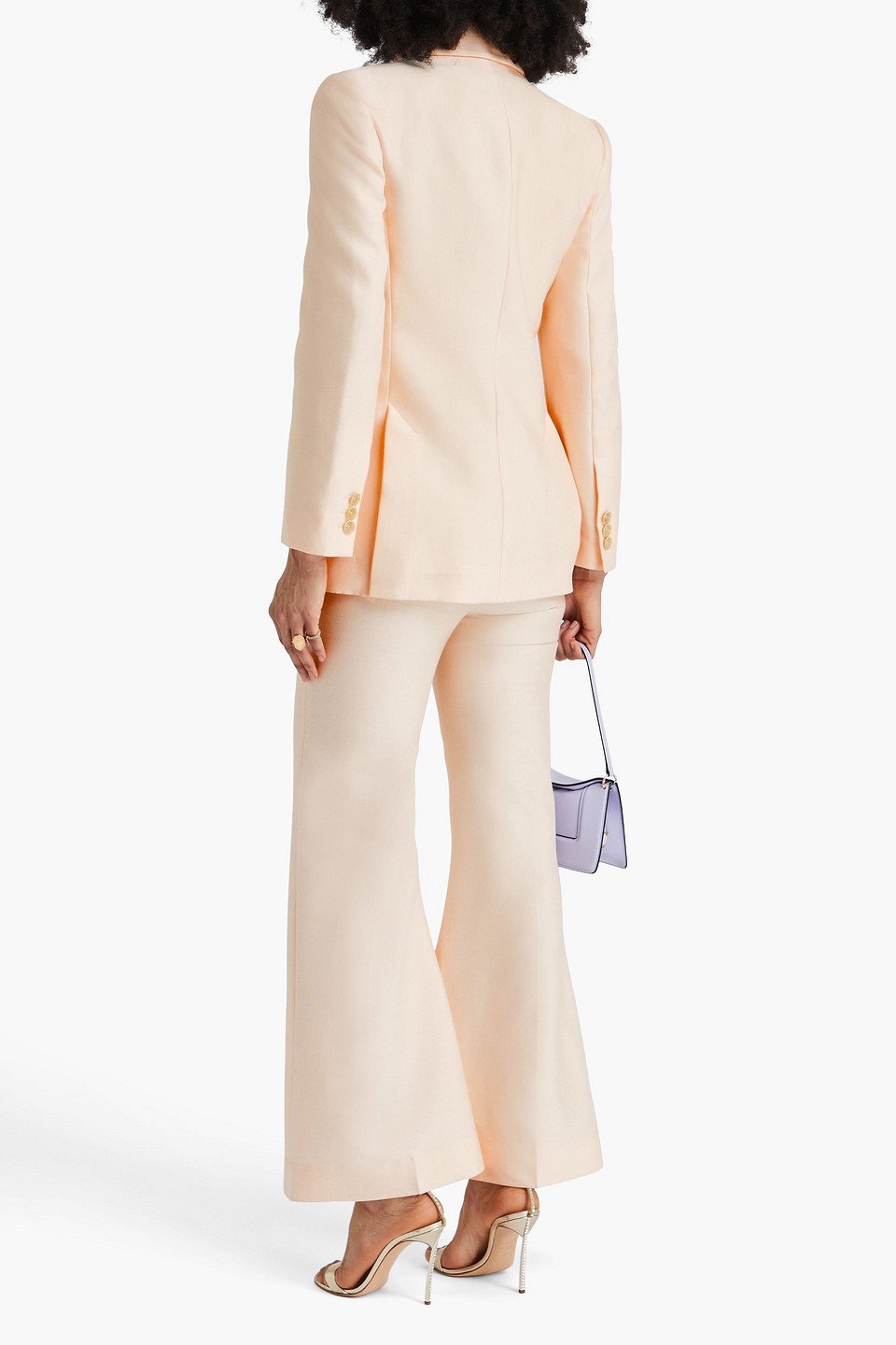 Zimmermann Double-breasted Wool And Silk-blend Blazer In Neutral