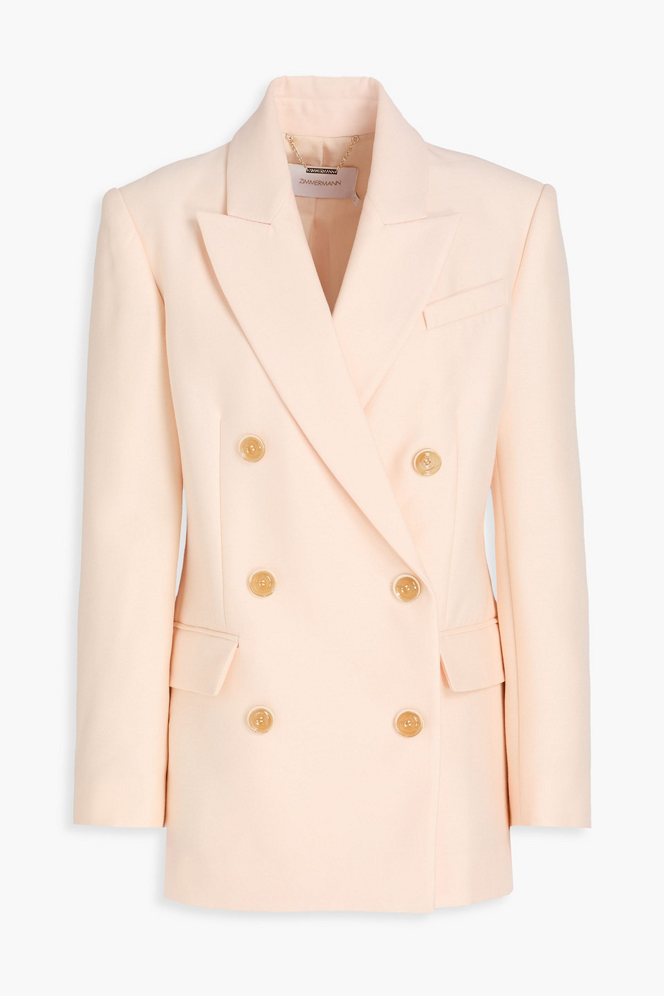 Zimmermann Double-breasted Wool And Silk-blend Blazer In Neutral