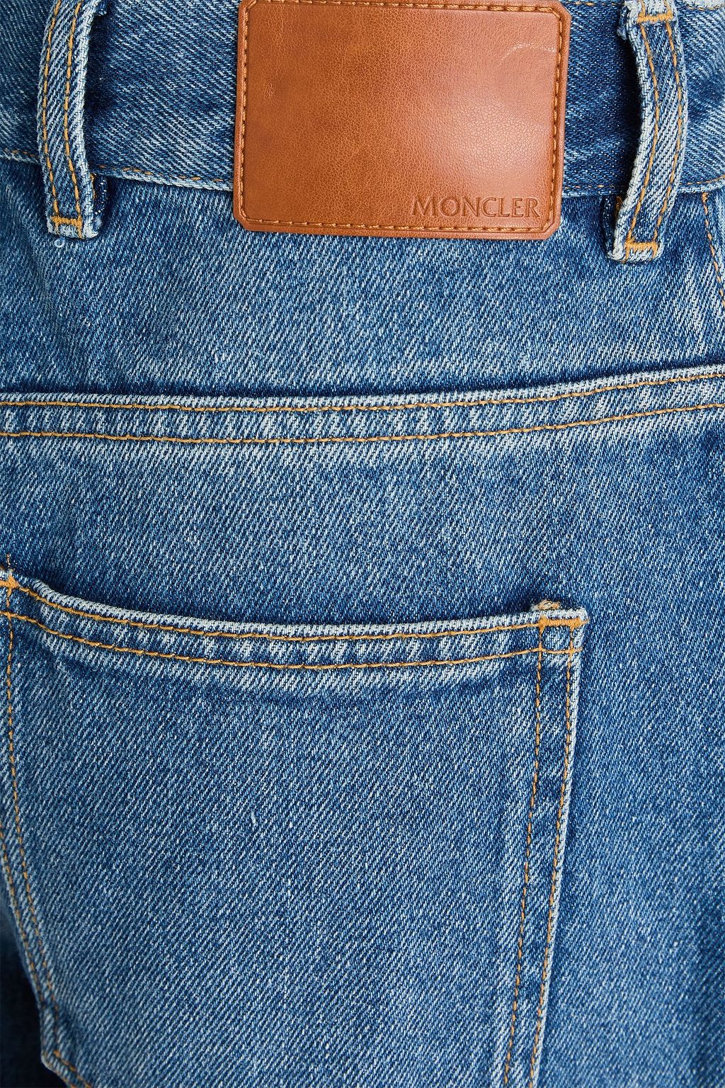 MONCLER クロップド ハイライズ テーパードジーンズ 色あせ加工