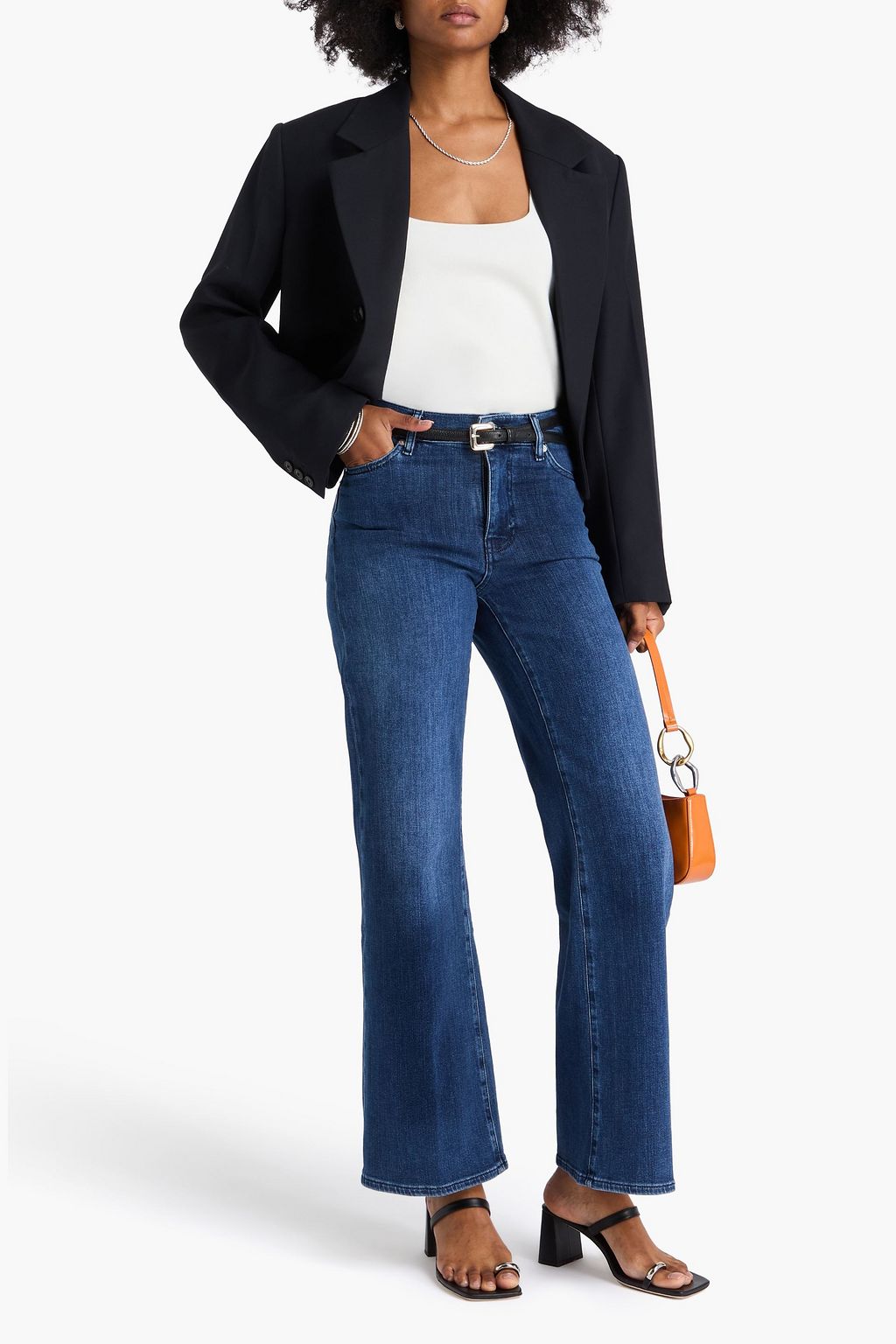 FRAME Faded high-rise wide-leg jeans
