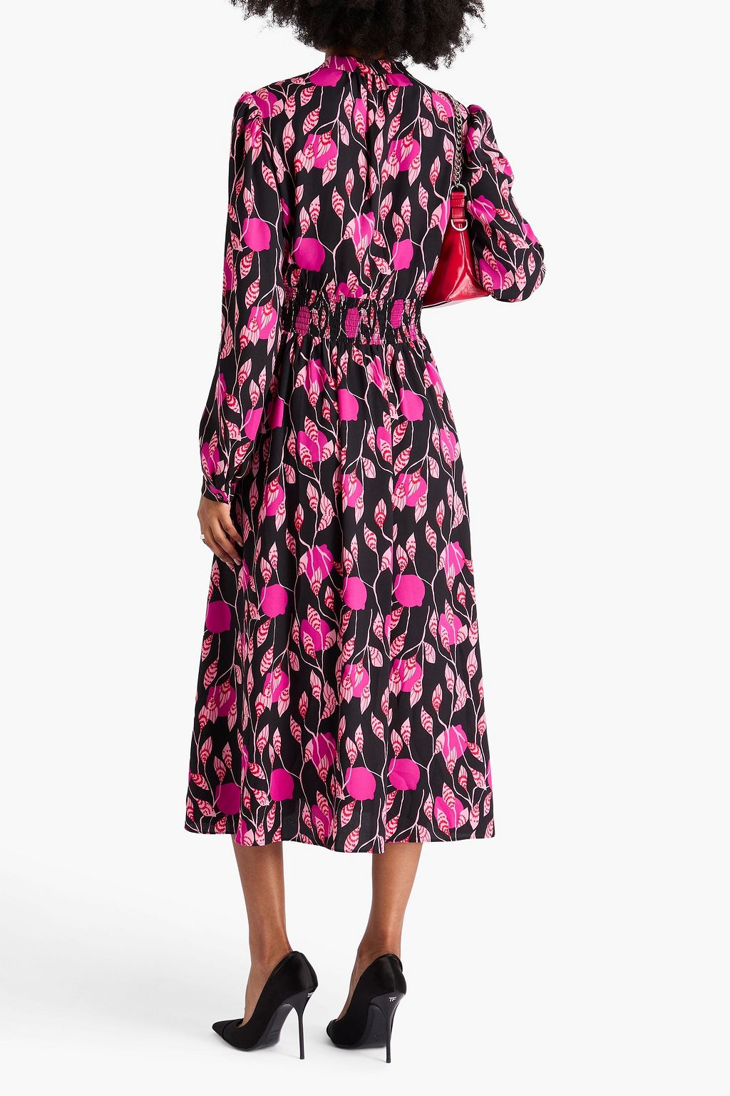 DIANE VON FURSTENBERG クレープ ミディワンピース フローラルプリント