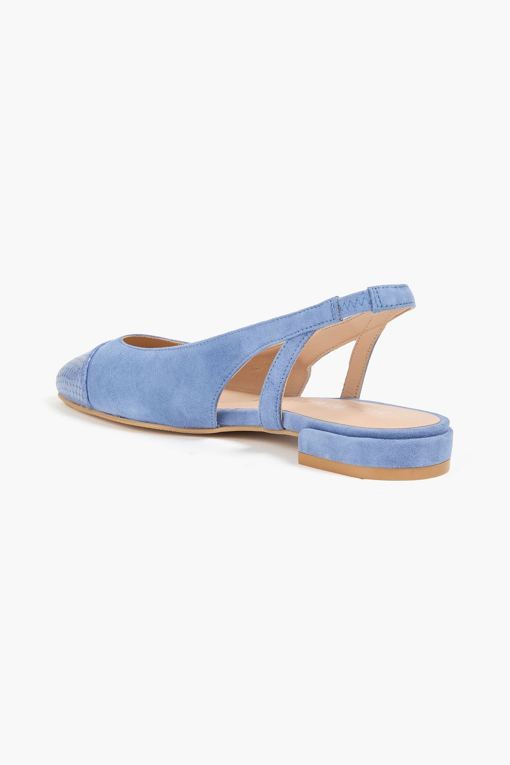STUART WEITZMAN Snake-effect leather and suede slingback ballet flats