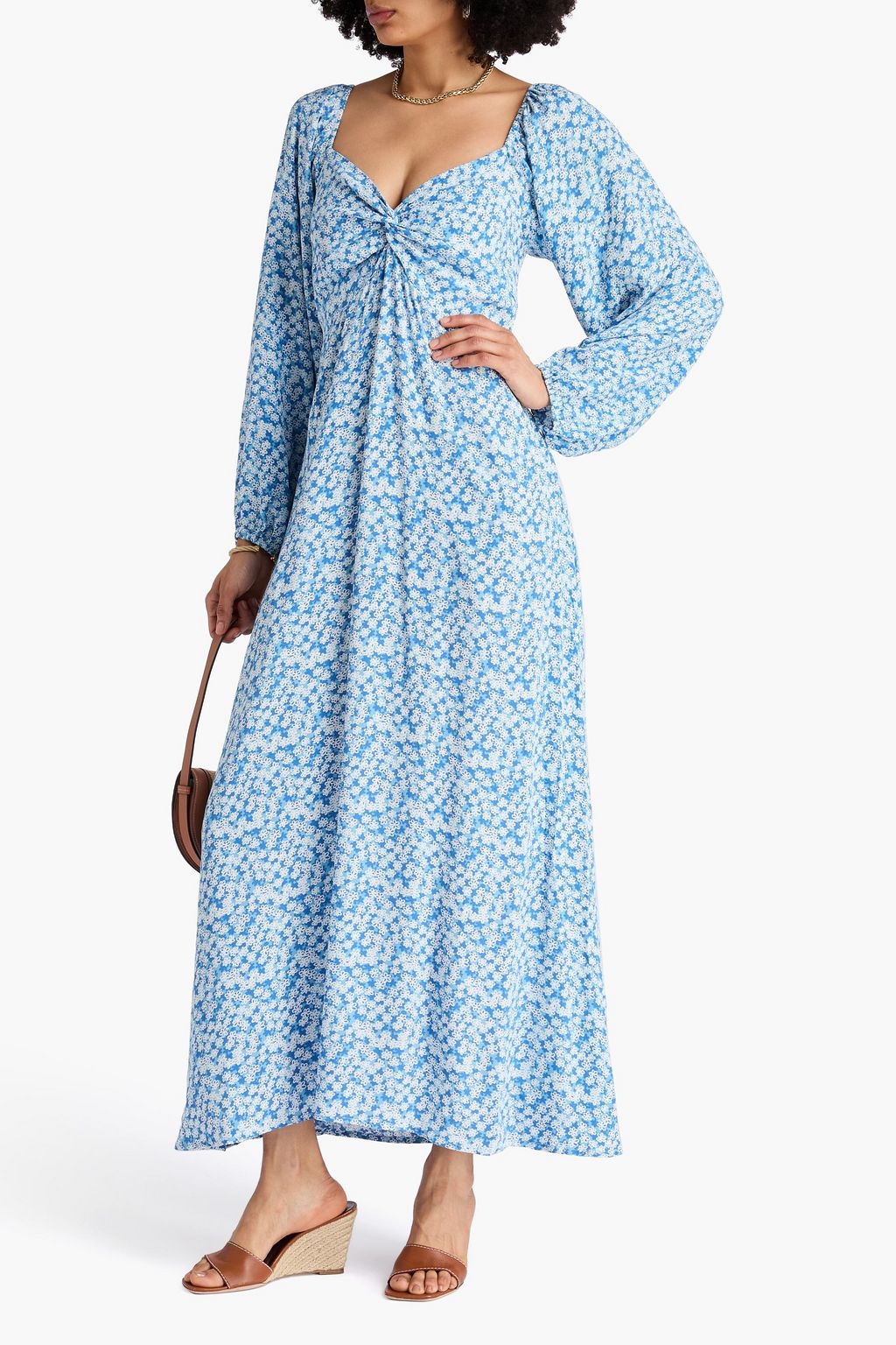 FAITHFULL クレープ マキシワンピース ツイスト入り フローラルプリント