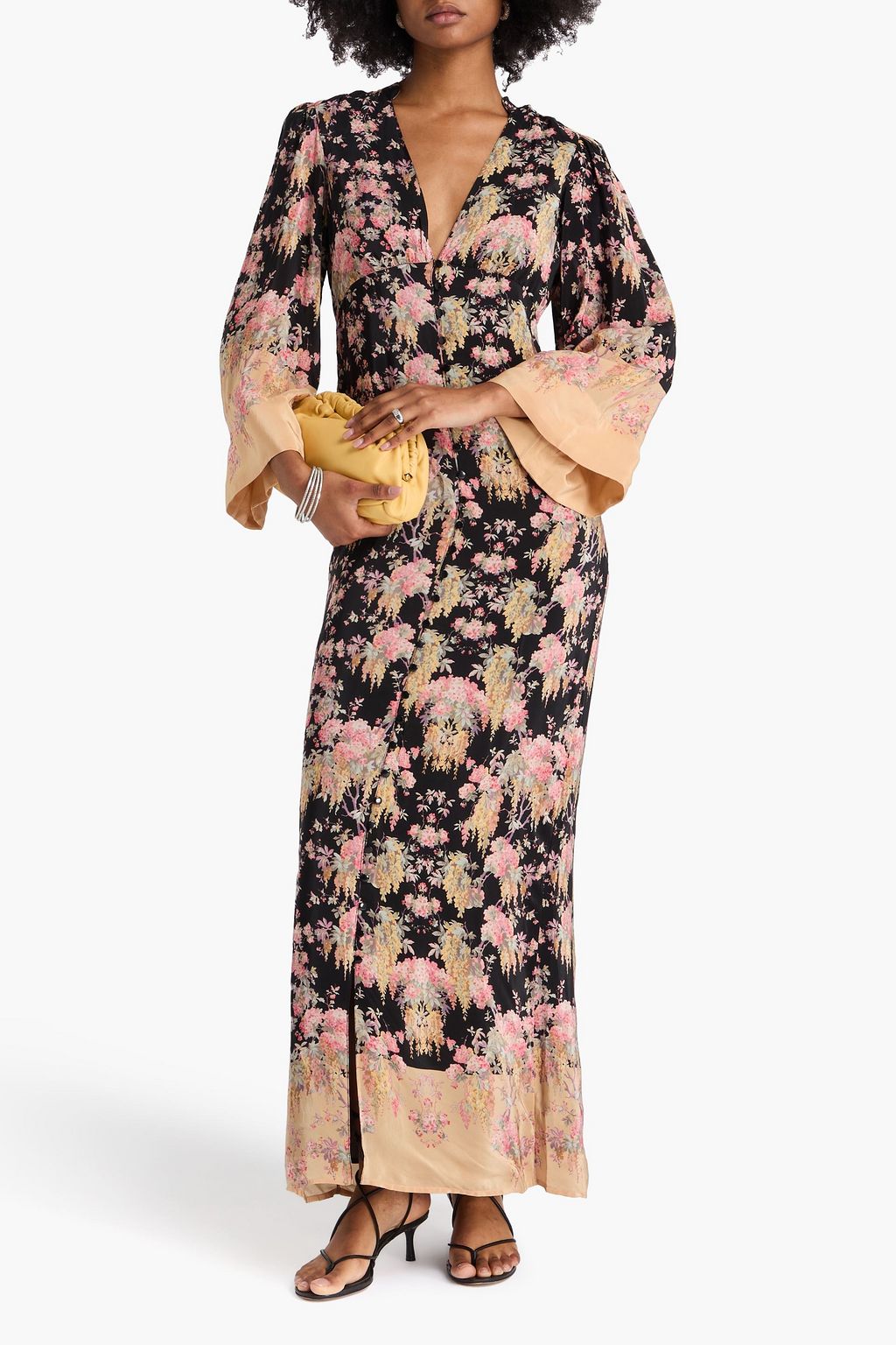 BYTIMO Floral-print crepe de chine maxi dress