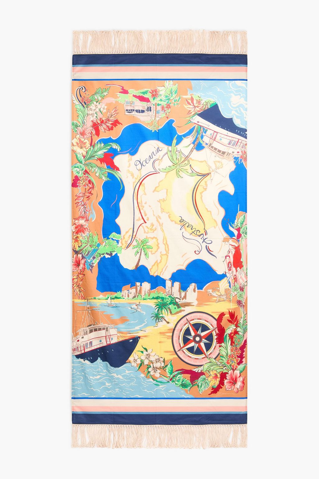 ZIMMERMANN Fringed printed cotton beach towel