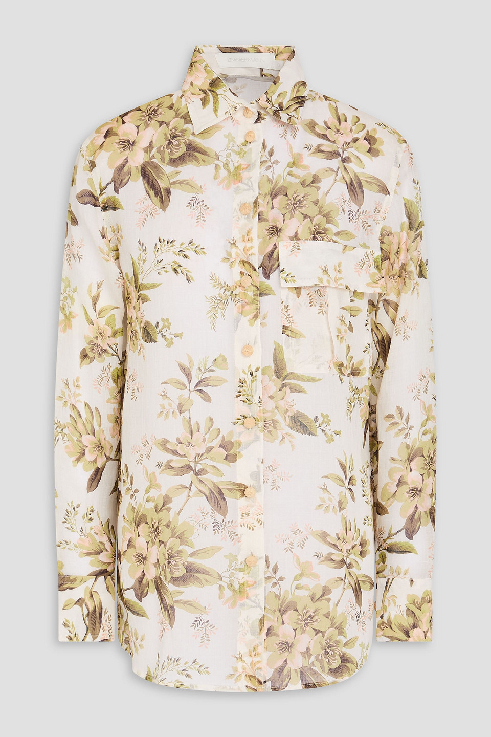 zimmermann - floral-print ramie-gauze shirt - white - 0