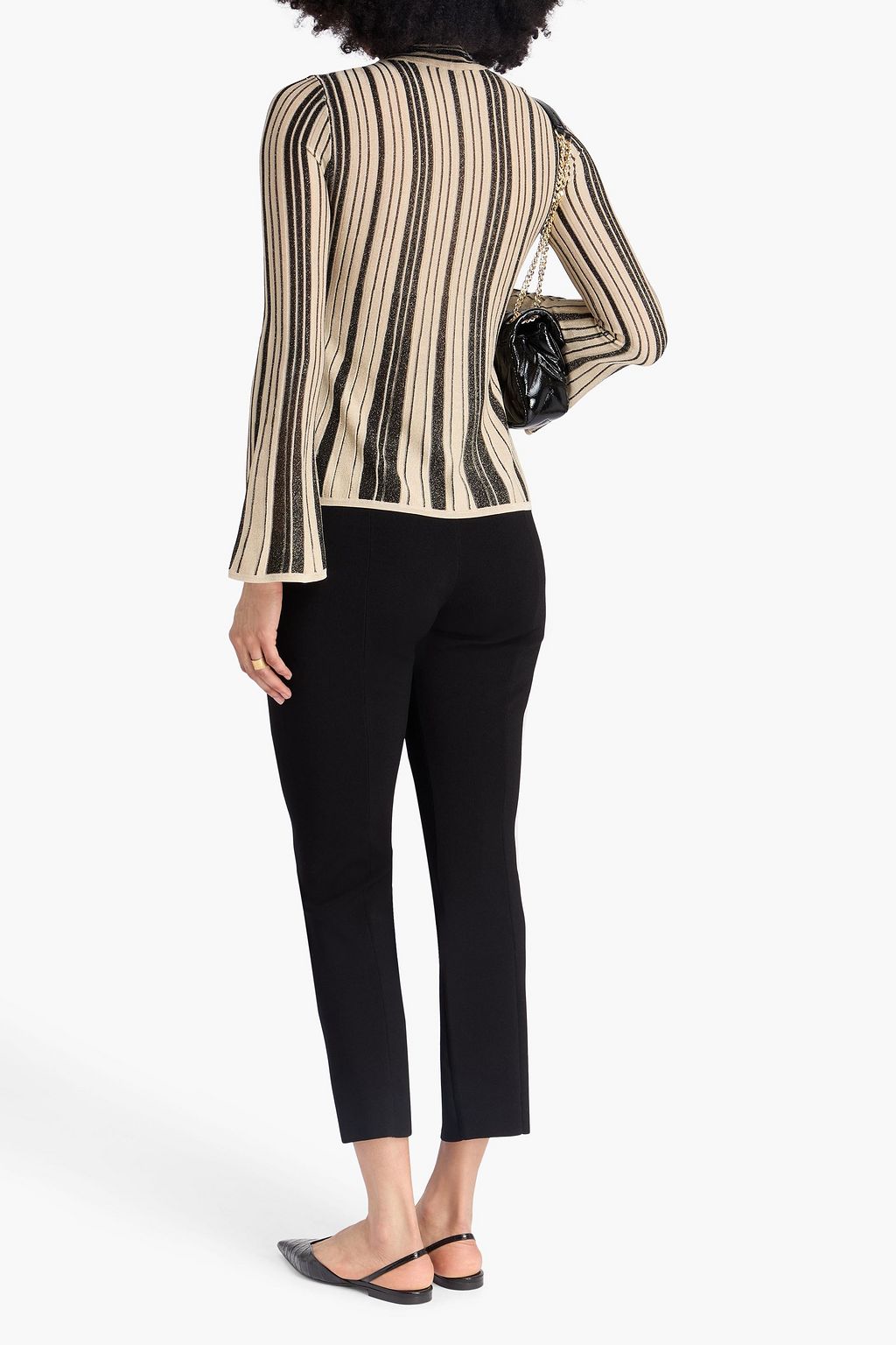 ZIMMERMANN Metallic striped knitted turtleneck top