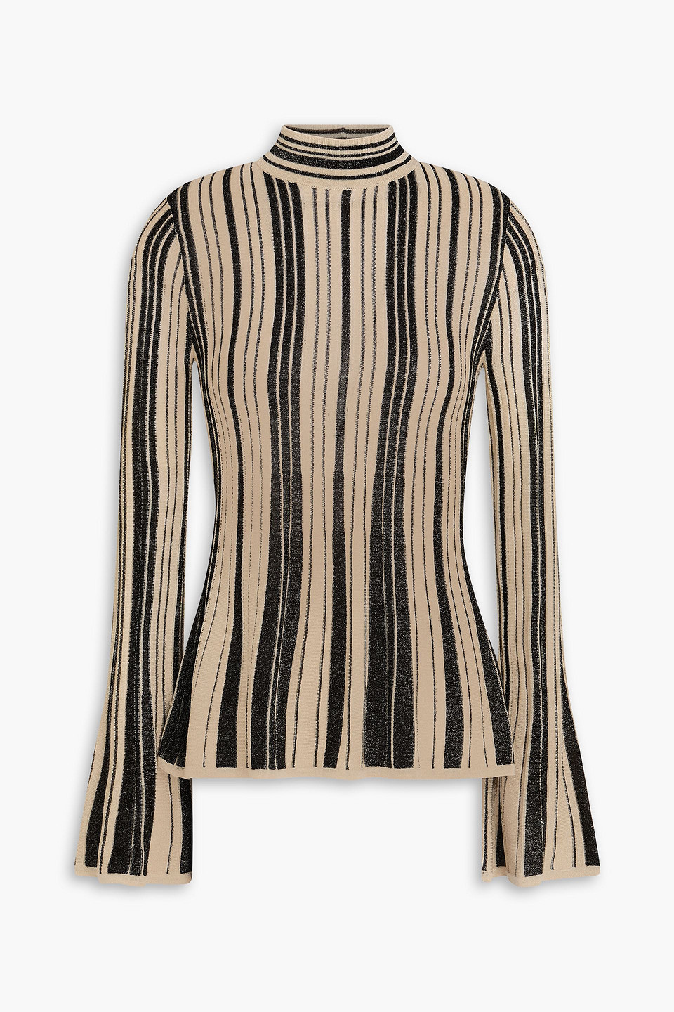 zimmermann - metallic striped knitted turtleneck top - neutral - 00