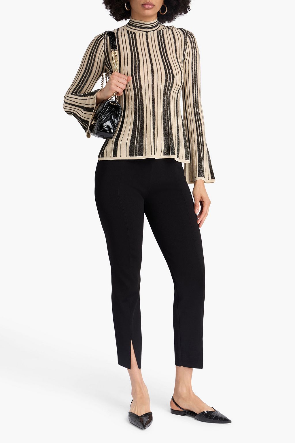 ZIMMERMANN Metallic striped knitted turtleneck top