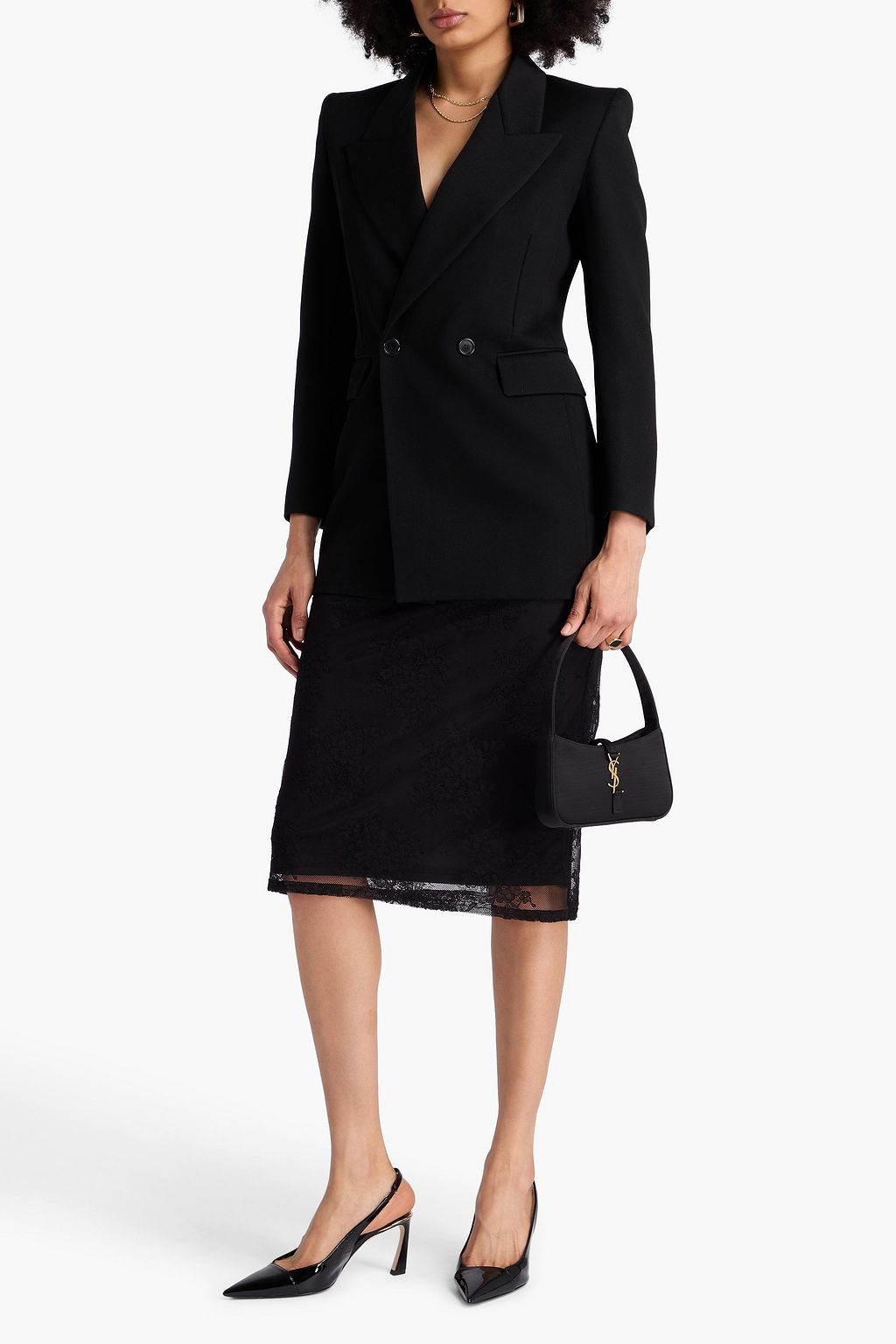 SAINT LAURENT Double-breasted wool-twill blazer