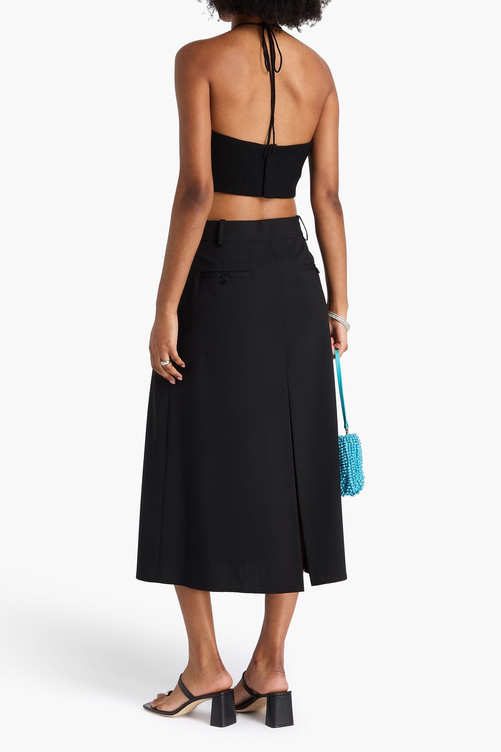 STAUD Kyra cropped ottoman halterneck top