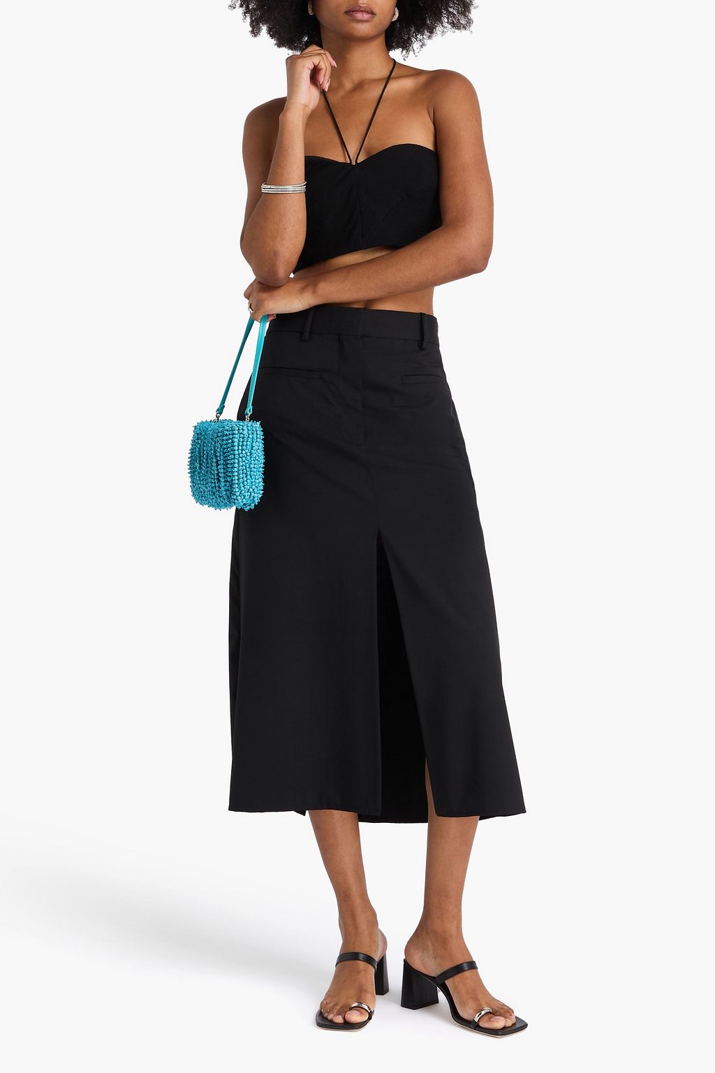 STAUD Kyra cropped ottoman halterneck top
