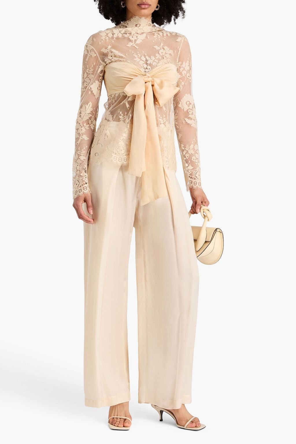 ZIMMERMANN コットン混レース トップス リボン付き