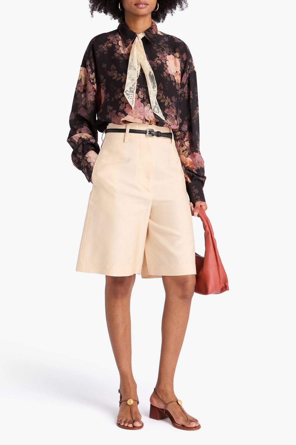 ZIMMERMANN シルククレープ シャツ リボンタイ フローラルプリント