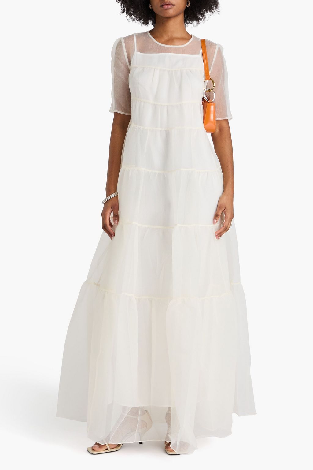 STAUD Hyacinth gathered organza midi dress