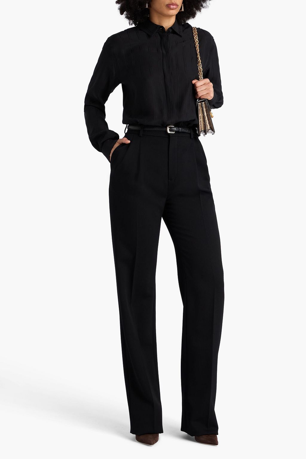 SAINT LAURENT Wool-crepe straight-leg pants