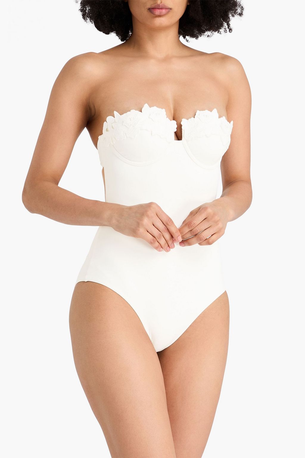 ZIMMERMANN Embroidered bandeau swimsuit