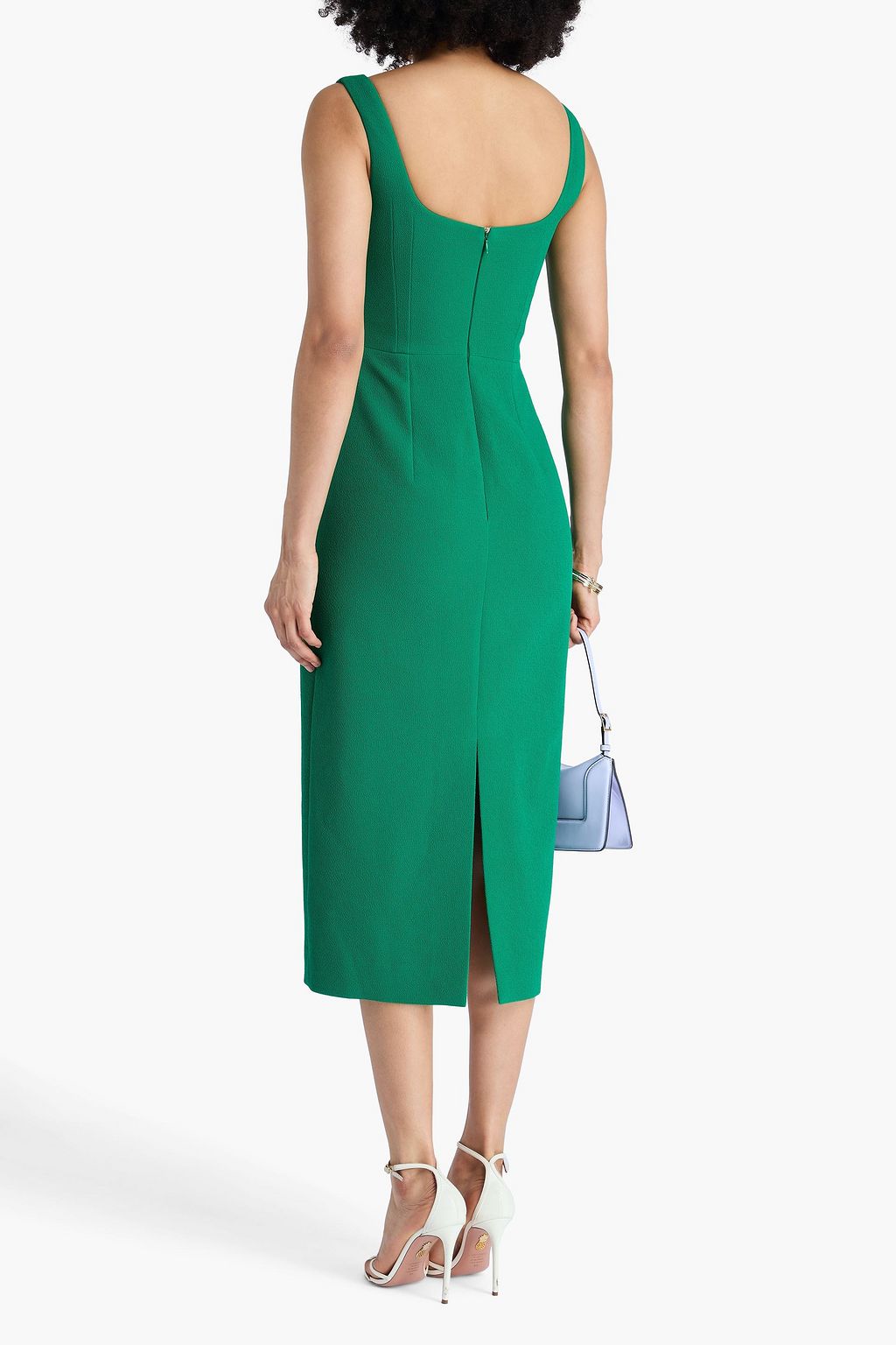 EMILIA WICKSTEAD クレープ ミディワンピース プリーツ入り