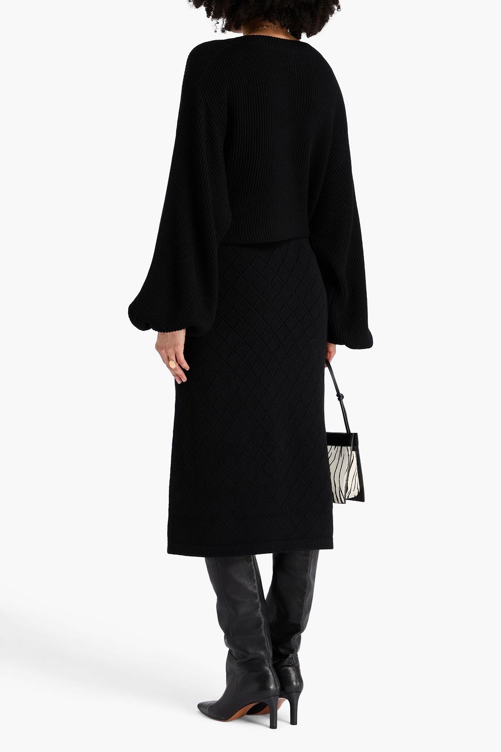 ZIMMERMANN Pointelle-knit wool midi skirt