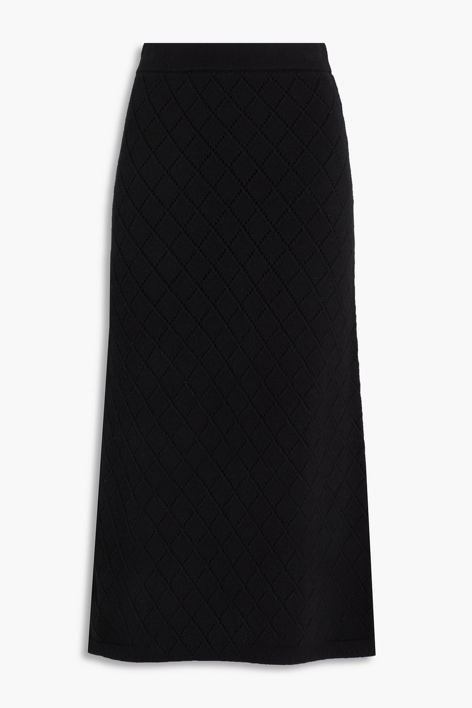 Zimmermann Pointelle-knit Wool Midi Skirt In Black