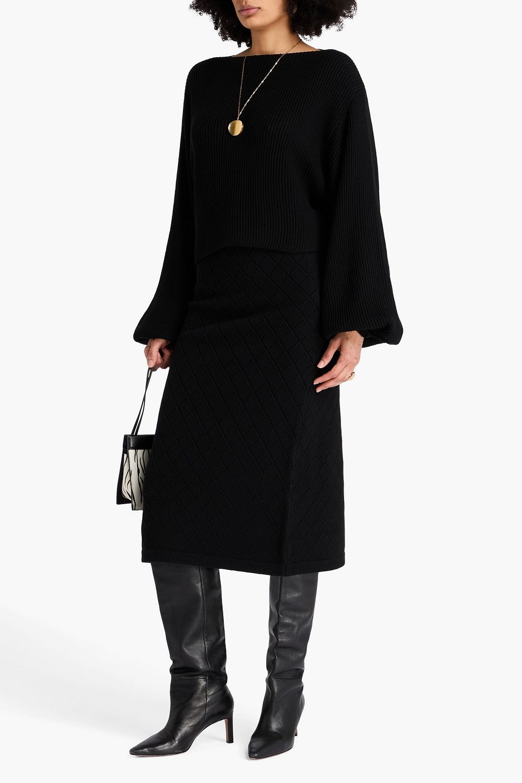 ZIMMERMANN Pointelle-knit wool midi skirt
