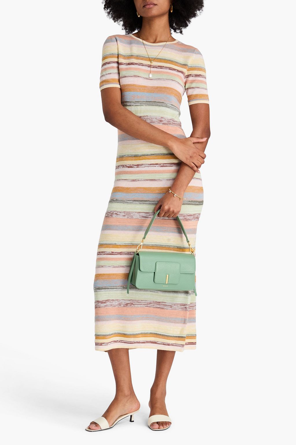 ZIMMERMANN ニット ミディワンピース ストライプ