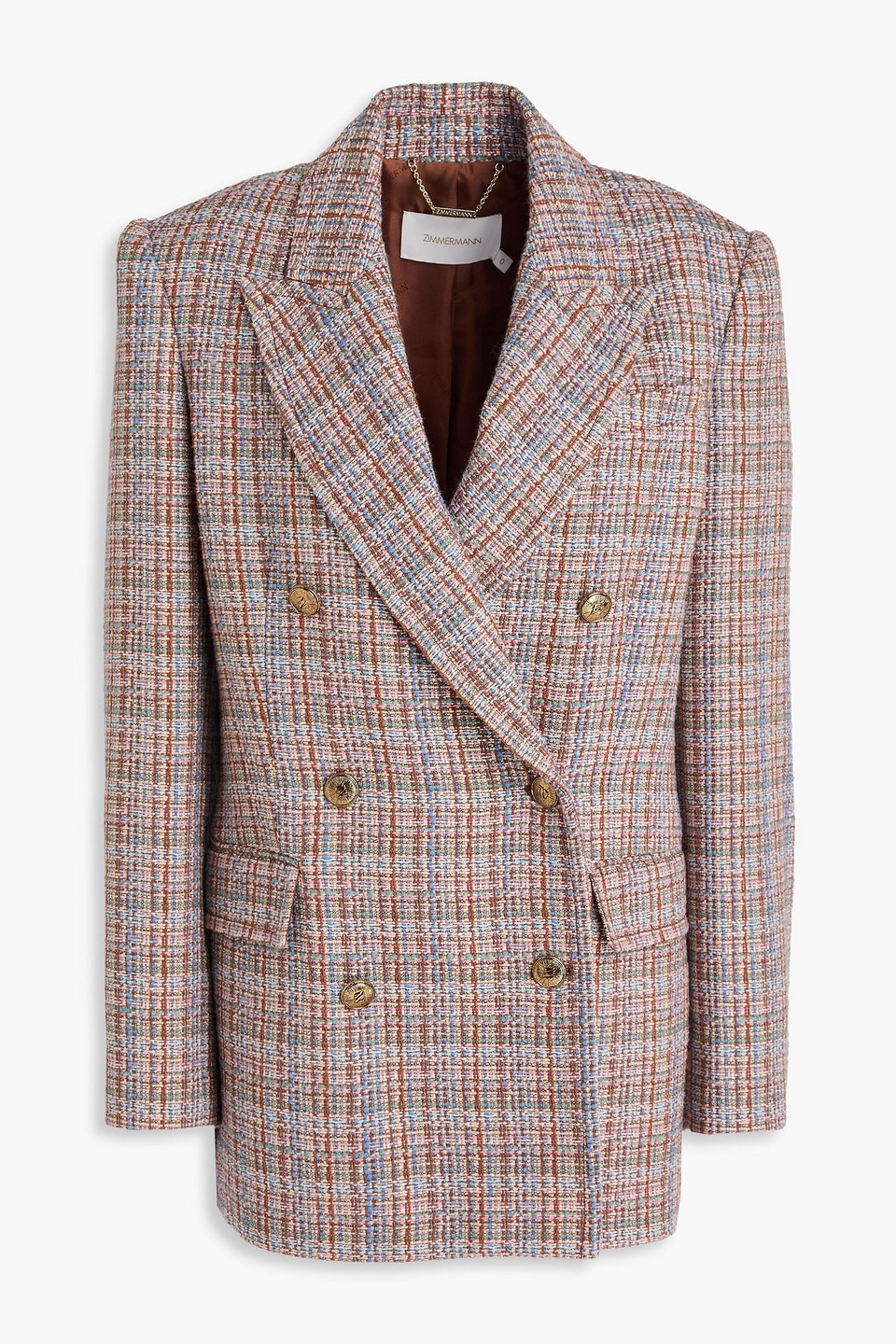 Zimmermann Doppelreihiger Blazer Aus Tweed In Brown