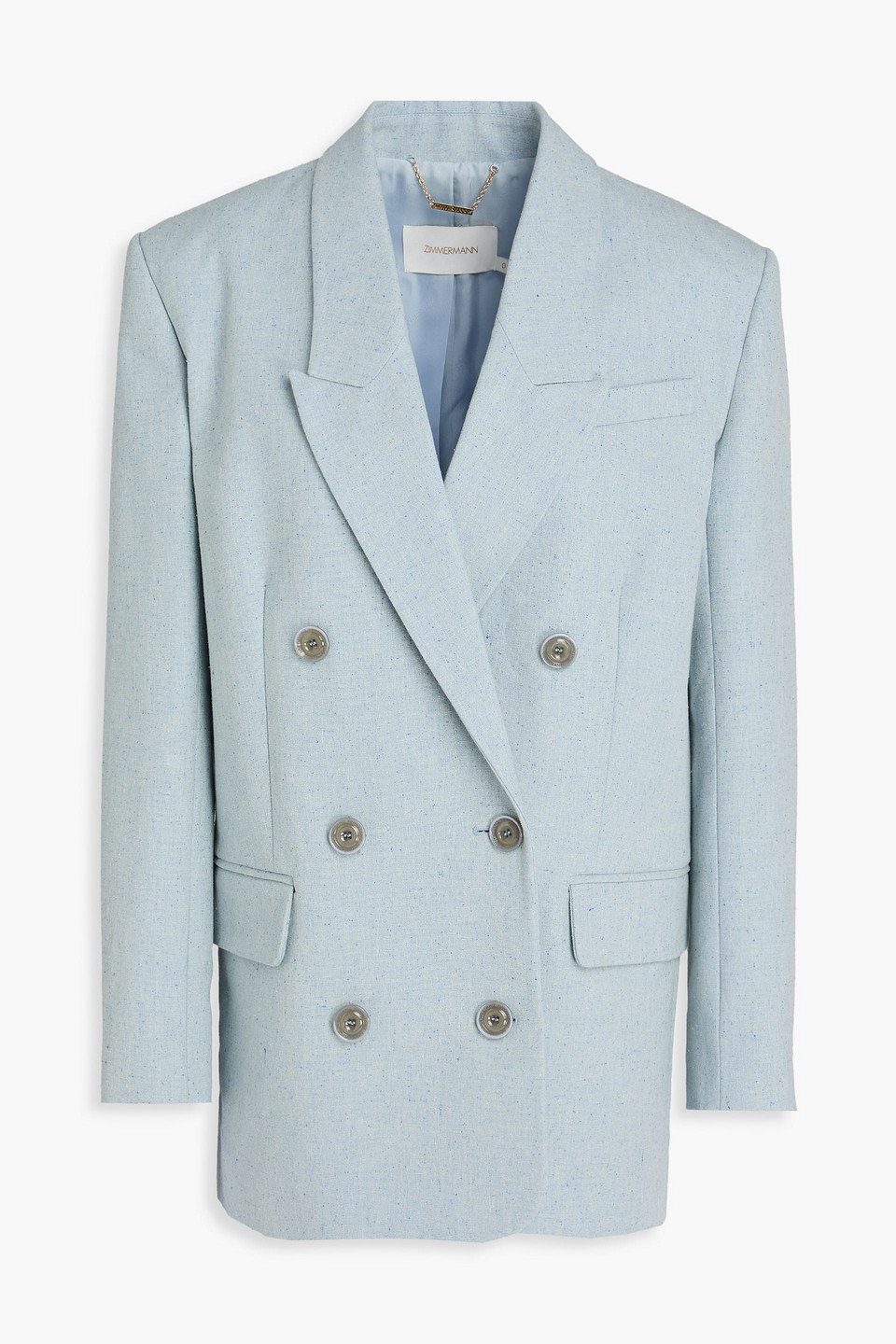 Zimmermann Double-breasted Donegal Cotton And Silk-blend Canvas Blazer