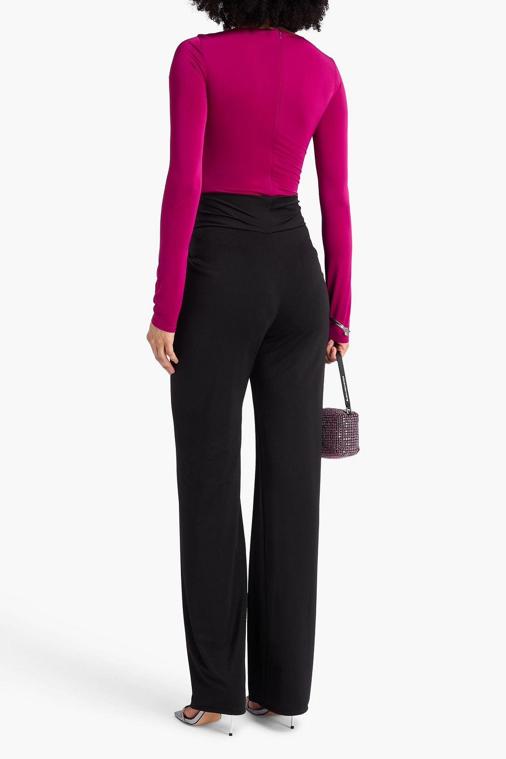 16ARLINGTON Hose „Boxte“ mit geradem Bein und Wickeleffekt aus Stretch-Jersey