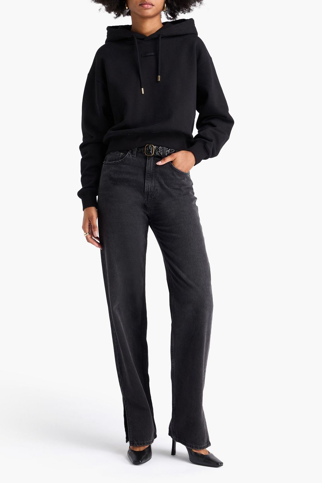 JACQUEMUS كنزة هودي من القطن والصوف الناعم