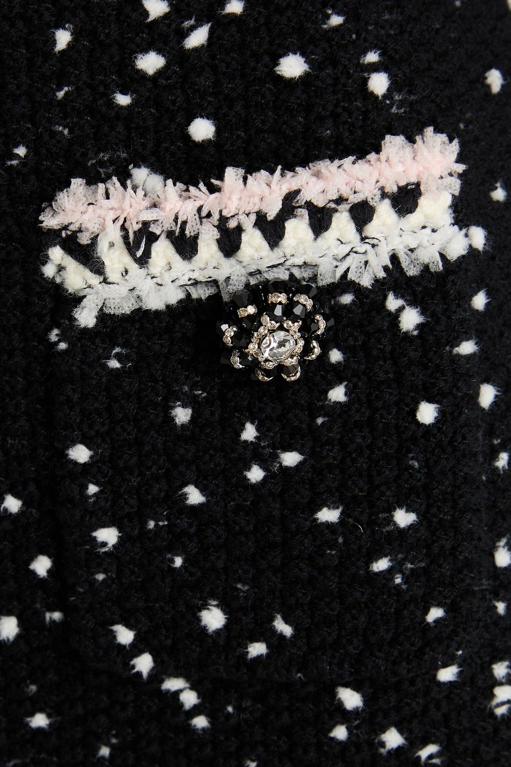 SELF-PORTRAIT Crystal-embellished bouclé-knit mini skirt