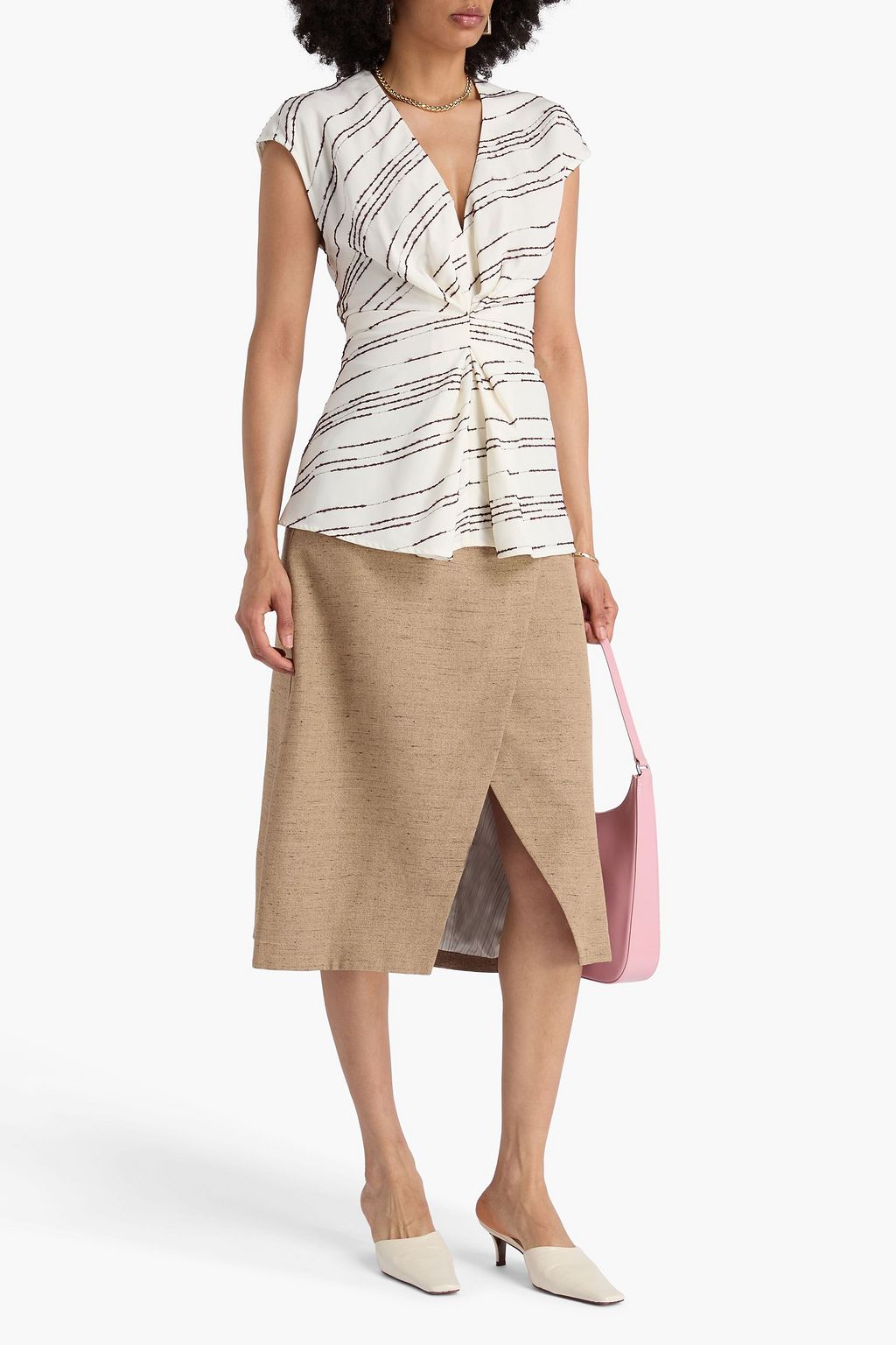 PROENZA SCHOULER Stella gathered printed twill top