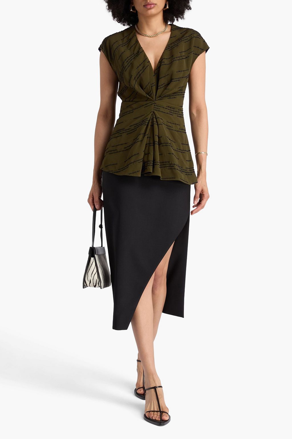 PROENZA SCHOULER Stella gathered printed twill top