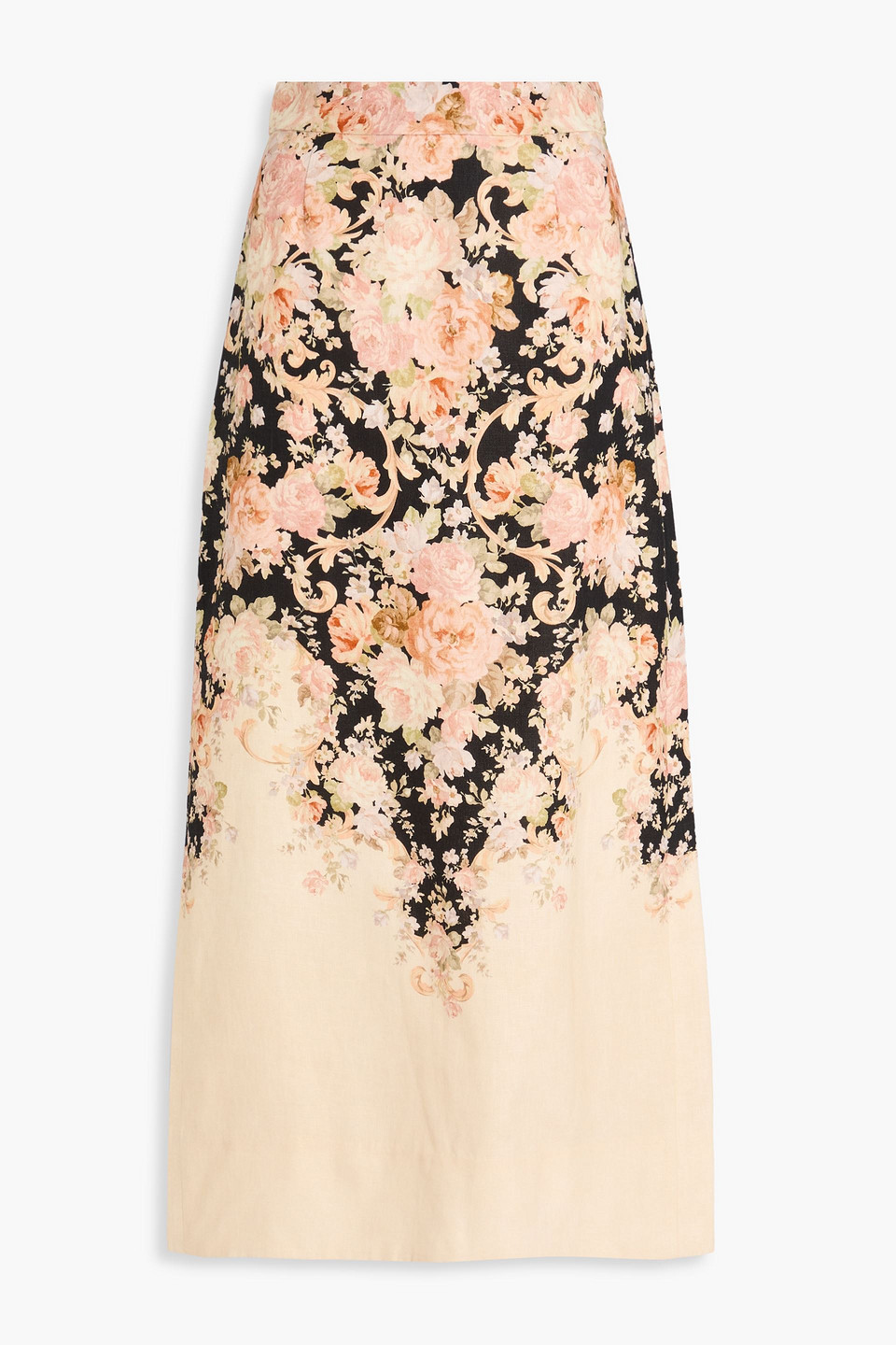Zimmermann Floral-print Linen Midi Skirt