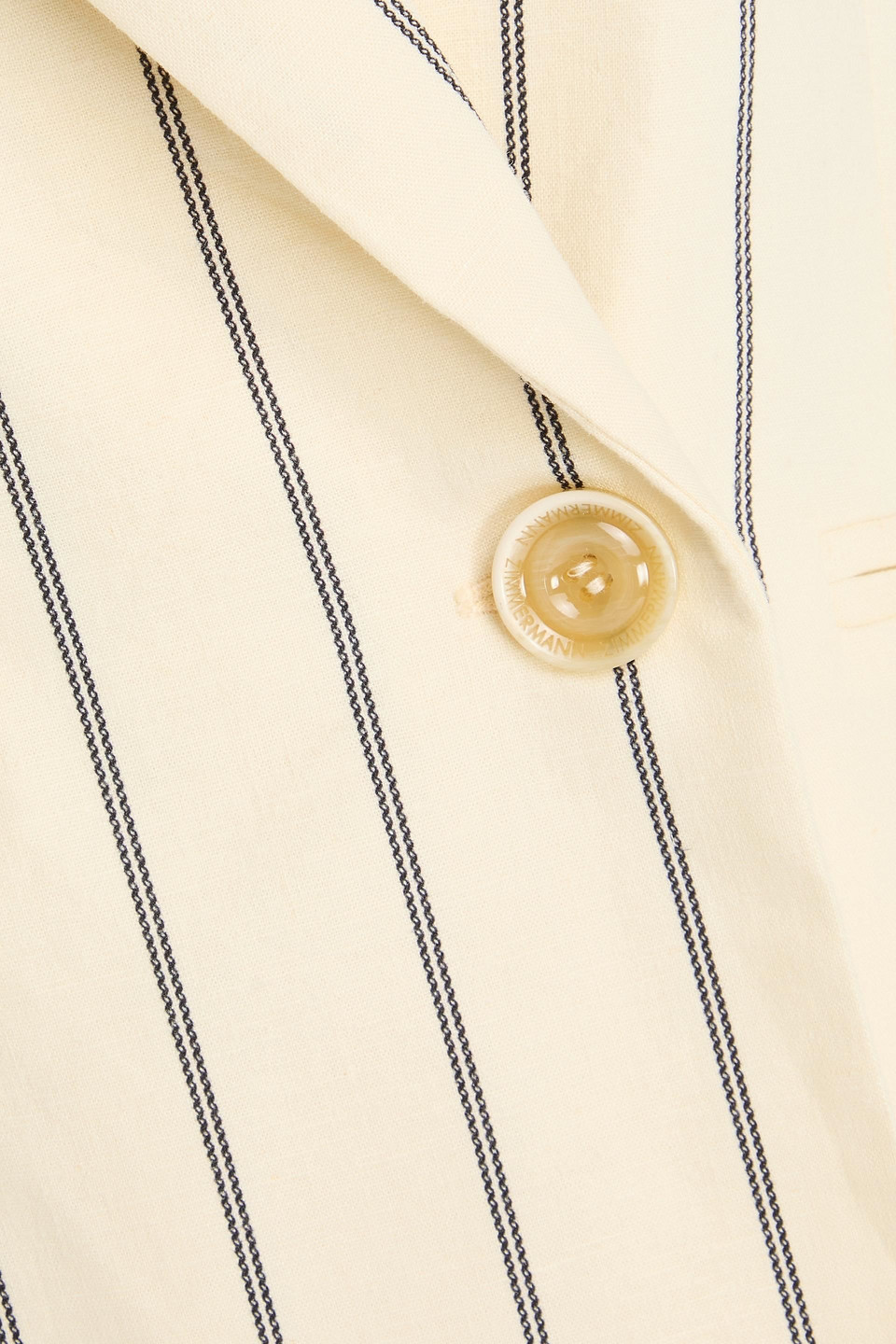 Zimmermann Double-breasted Striped Linen-blend Blazer