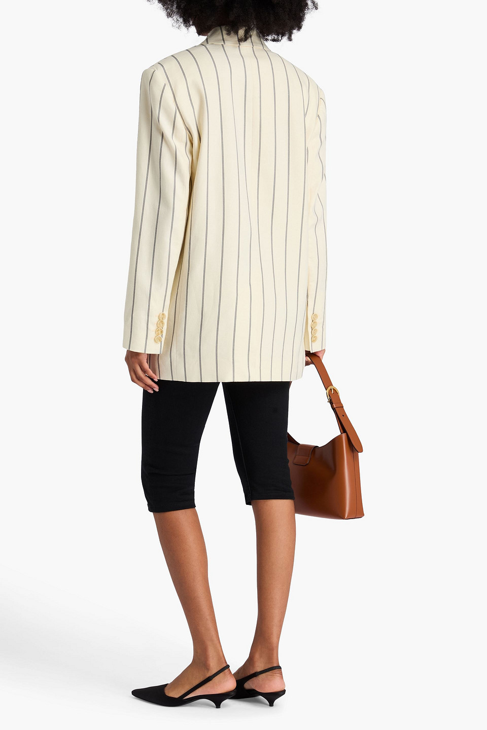 Zimmermann Double-breasted Striped Linen-blend Blazer