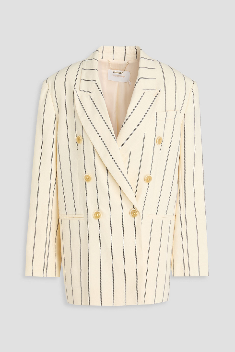 Zimmermann Double-breasted Striped Linen-blend Blazer