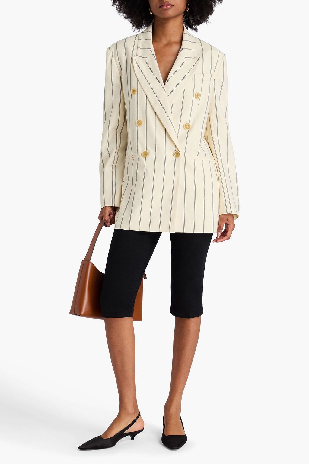 ZIMMERMANN Doppelreihiger Blazer aus einer Leinenmischung mit Streifen