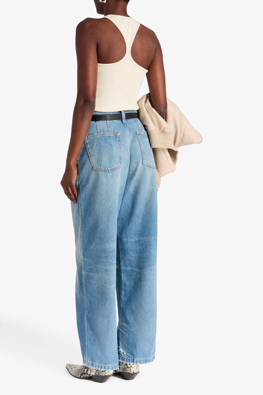 PALM ANGELS Hoch sitzende Jeans mit weitem Bein in ausgewaschener Optik